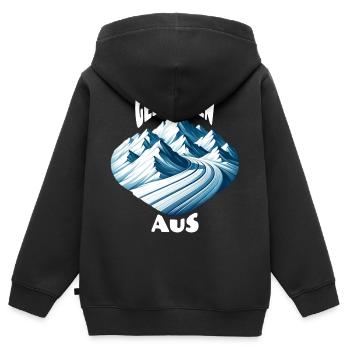 Gedanken Aus Skipiste lustiger Ski Spruch - Kinder Premium Organic Zip Hoodie - Schwarz - Hinten - AI Model Kid Male (0cm)