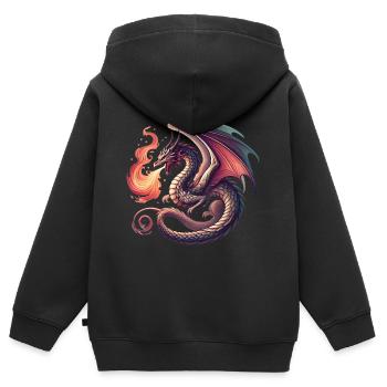 Fierce Dragon Breathing Fire Design - Kids Premium Organic Zip-up Hoodie - black - Back - AI Model Kid Male (0cm)