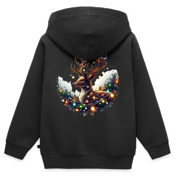 Wundervolles Rentier Winter Schneebälle Lichter - Kinder Premium Organic Zip Hoodie - Schwarz - Hinten - AI Model Kid Male (0cm)