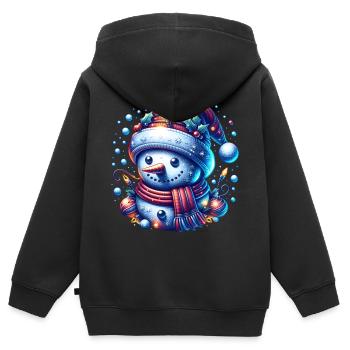 Snowman Fairy Lights Snow Xmas Christmas - Kids Premium Organic Zip-up Hoodie - black - Back - AI Model Kid Male (0cm)