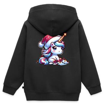 Weihnachts Einhorn Weihnachtsstern - Kinder Premium Organic Zip Hoodie - Schwarz - Hinten - AI Model Kid Male (0cm)