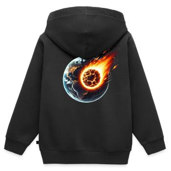 Feuriger Asteroideneinschlag auf der Erde - Kinder Premium Organic Zip Hoodie - Schwarz - Hinten - AI Model Kid Male (0cm)