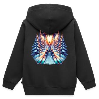 Ski Skifahren Skipiste - Kinder Premium Organic Zip Hoodie - Schwarz - Hinten - AI Model Kid Male (0cm)