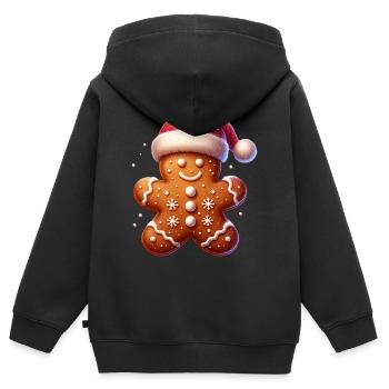Lebkuchen Weihnachtsmütze Geschenkidee - Kinder Premium Organic Zip Hoodie - Schwarz - Hinten - AI Model Kid Male (0cm)