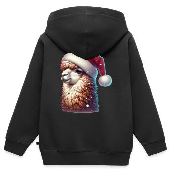 Lama Schneebälle Weihnachten - Kinder Premium Organic Zip Hoodie - Schwarz - Hinten - AI Model Kid Male (0cm)