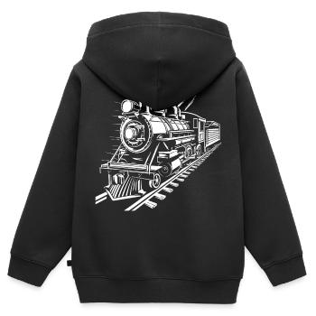 Railway Graphic - Kids Premium Organic Zip-up Hoodie - black - Back - AI Model Kid Male (0cm)