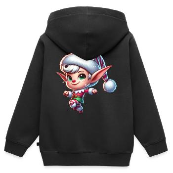Elfe - Kinder Premium Organic Zip Hoodie - Schwarz - Hinten - AI Model Kid Male (0cm)