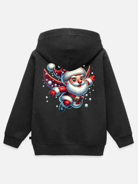 Weihnachtsmann Schneebälle - Kinder Premium Organic Zip Hoodie - Schwarz