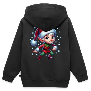 Noël Onze Boules de Neige - Sweat Premium à capuche zippé enfant bio - noir - Dos - AI Model Kid Male (0cm)
