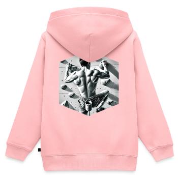 Graustufen-Kletterer-Illustration - Kinder Premium Organic Zip Hoodie - Rosa - Hinten - AI Model Kid Female (0cm)
