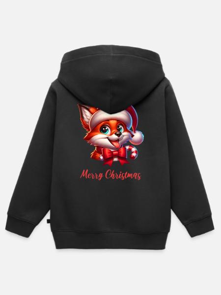 Fuchs Weihnachten - Kinder Premium Organic Zip Hoodie - Schwarz