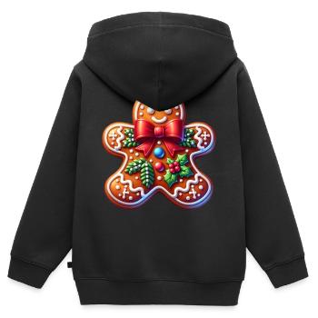 Lebkuchen Weihnachtsgeschenk - Kinder Premium Organic Zip Hoodie - Schwarz - Hinten - AI Model Kid Male (0cm)