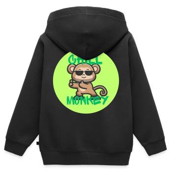 Chill monkey - Kids Premium Organic Zip-up Hoodie - black - Back - AI Model Kid Male (0cm)