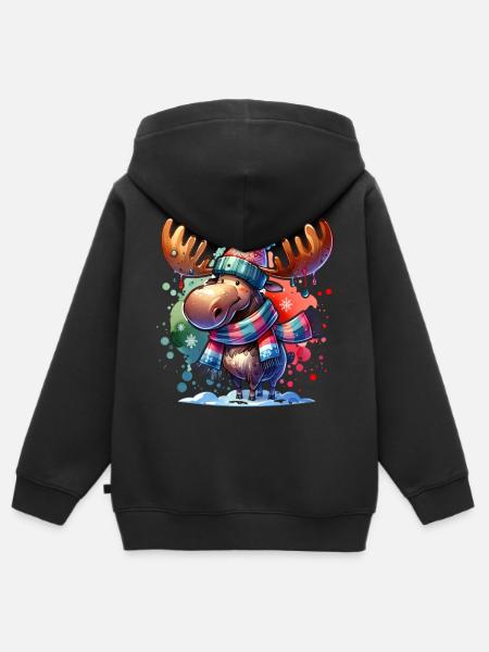 Weihnachts Elch Christmas Xmas - Kinder Premium Organic Zip Hoodie - Schwarz