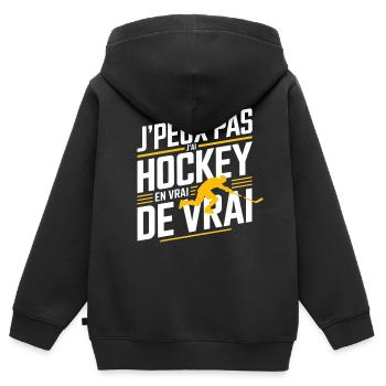 Ich kann nicht, ich kann Hockey haben - Kinder Premium Organic Zip Hoodie - Schwarz - Hinten - AI Model Kid Male (0cm)
