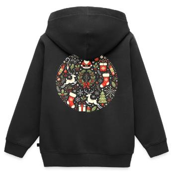 Festliches Weihnachtskreis-Design - Kinder Premium Organic Zip Hoodie - Schwarz - Hinten - AI Model Kid Male (0cm)