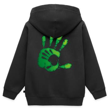 ZEIGER - GRÜN - Kinder Premium Organic Zip Hoodie - Schwarz - Hinten - AI Model Kid Male (0cm)