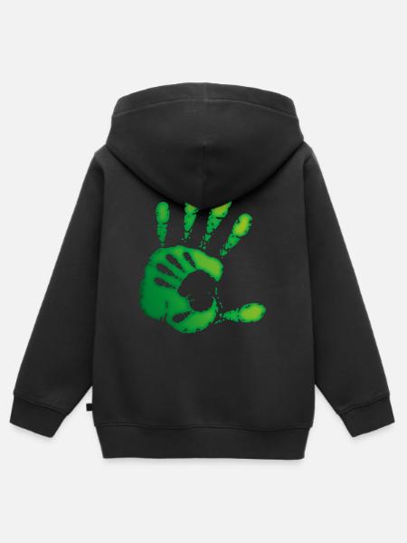 ZEIGER - GRÜN - Kinder Premium Organic Zip Hoodie - Schwarz