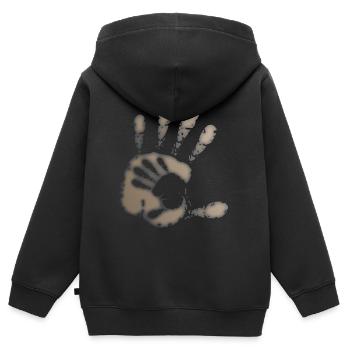 ZEIGER - GRAU - Kinder Premium Organic Zip Hoodie - Schwarz - Hinten - AI Model Kid Male (0cm)