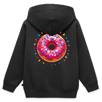 Pink Frosted Donut with Sprinkles - Kids Premium Organic Zip-up Hoodie - black - Back - AI Model Kid Male (0cm)