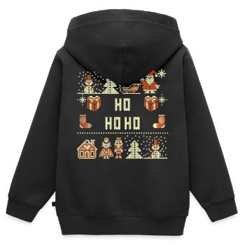 Ho Ho Ho Weihnachten Weihnachtsschlitten - Kinder Premium Organic Zip Hoodie - Schwarz - Hinten - AI Model Kid Male (0cm)