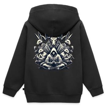 Protégez les légendes sauvages inconnues - Sweat Premium à capuche zippé enfant bio - noir - Dos - AI Model Kid Male (0cm)