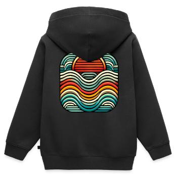 Conception rétro de club social - Sweat Premium à capuche zippé enfant bio - noir - Dos - AI Model Kid Male (0cm)