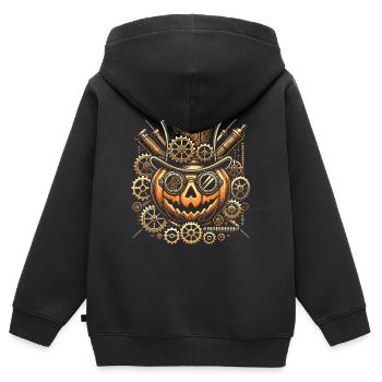 Steampunk Kürbis Halloween Ausrüstung - Kinder Premium Organic Zip Hoodie - Schwarz - Hinten - AI Model Kid Male (0cm)