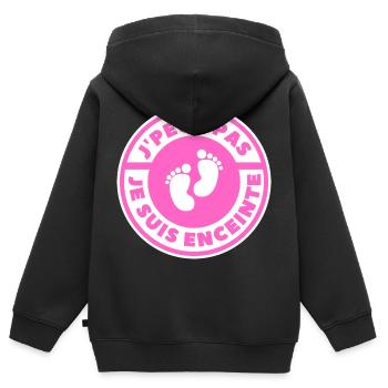 Ich kann nicht, ich bin schwanger - Kinder Premium Organic Zip Hoodie - Schwarz - Hinten - AI Model Kid Male (0cm)