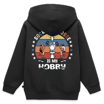 Socken Lacrosse - Kinder Premium Organic Zip Hoodie - Schwarz - Hinten - AI Model Kid Male (0cm)