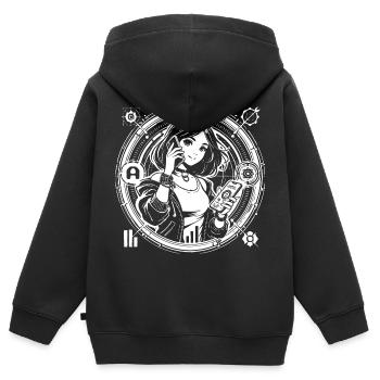 Generation Alpha – Die Zukunft beginnt jetzt - Kinder Premium Organic Zip Hoodie - Schwarz - Hinten - AI Model Kid Male (0cm)