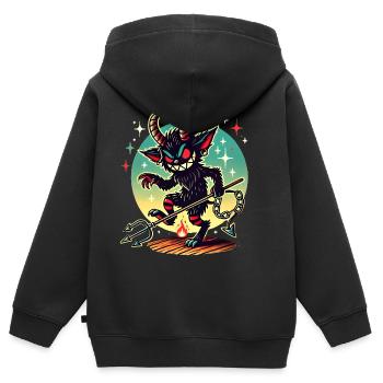 Krampusnacht Sei brav oder Vorsicht - Kinder Premium Organic Zip Hoodie - Schwarz - Hinten - AI Model Kid Male (0cm)