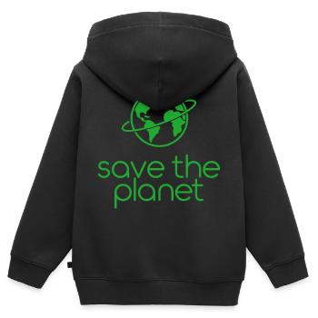 Save the Planet Erde Umweltaktivisten - Kinder Premium Organic Zip Hoodie - Schwarz - Hinten - AI Model Kid Male (0cm)