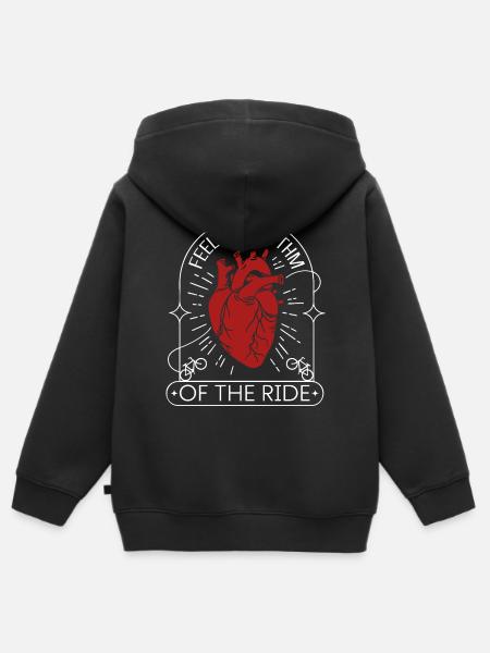 Feel the Rhythm – Fahrrad Herz Design - Premium børne zip-hættetrøje økologisk - sort