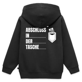 Abschluss in der Tasche Schulabschluss - Kinder Premium Organic Zip Hoodie - Schwarz - Hinten - AI Model Kid Male (0cm)