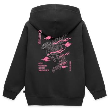 Courage – Phoenix Wiedergeburt Design - Kinder Premium Organic Zip Hoodie - Schwarz - Hinten - AI Model Kid Male (0cm)