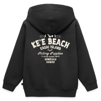 Titre Tendance Affichage K'ee Beach Hawaii - Sweat Premium à capuche zippé enfant bio - noir - Dos - AI Model Kid Male (0cm)