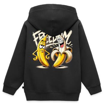 Cadeau banane liberté - Sweat Premium à capuche zippé enfant bio - noir - Dos - AI Model Kid Male (0cm)