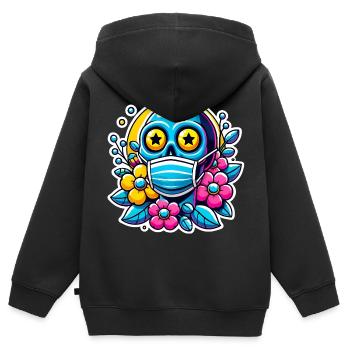 Mort à l’intérieur du crâne avec des fleurs arc-en-ciel - Sweat Premium à capuche zippé enfant bio - noir - Dos - AI Model Kid Male (0cm)