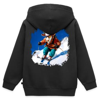 Ski des vaches - Sweat Premium à capuche zippé enfant bio - noir - Dos - AI Model Kid Male (0cm)