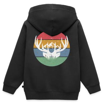Geweih Berge Natur - Kinder Premium Organic Zip Hoodie - Schwarz - Hinten - AI Model Kid Male (0cm)