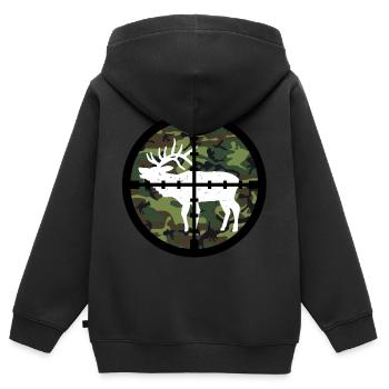 Jäger Jagen Elch - Kinder Premium Organic Zip Hoodie - Schwarz - Hinten - AI Model Kid Male (0cm)