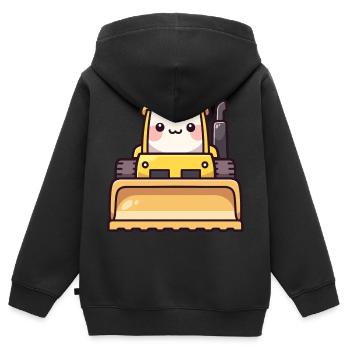 Chibi bulldozer gift baby child - Kids Premium Organic Zip-up Hoodie - black - Back - AI Model Kid Male (0cm)