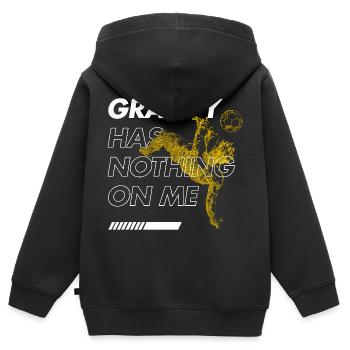 Schwerkraftloser Fallrückzieher – Fußballfieber - Kinder Premium Organic Zip Hoodie - Schwarz - Hinten - AI Model Kid Male (0cm)