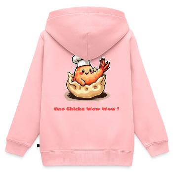Shrimp Dumpling – Bao Chicka Wow Wow! - Kinder Premium Organic Zip Hoodie - Rosa - Hinten - AI Model Kid Female (0cm)