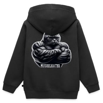 Muscles endoloris Gueule de bois Drôle Fitness Muscles Cadeau - Sweat Premium à capuche zippé enfant bio - noir - Dos - AI Model Kid Male (0cm)
