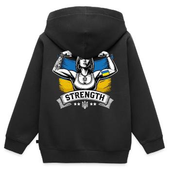 Stärke starke Frau Ukrainerin Geschenk - Kinder Premium Organic Zip Hoodie - Schwarz - Hinten - AI Model Kid Male (0cm)