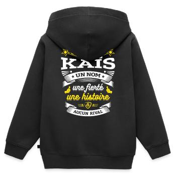 KAÏS UN NOM UNE FIERTÉ AUCUN RIVAL - Sweat Premium à capuche zippé enfant bio - noir - Dos - AI Model Kid Male (0cm)