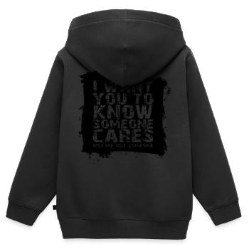 ADHS - Kinder Premium Organic Zip Hoodie - Schwarz - Hinten - AI Model Kid Male (0cm)