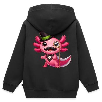 Sir Axolotl - Sweat Premium à capuche zippé enfant bio - noir - Dos - AI Model Kid Male (0cm)